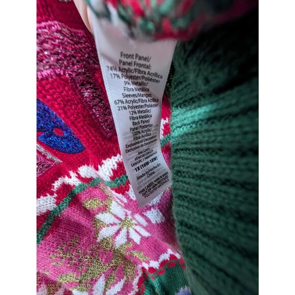 Holiday Time Women's Ugly Merry Christmas Sweater Size 1X 16W-18W Snowflakes - Picture 7 of 10